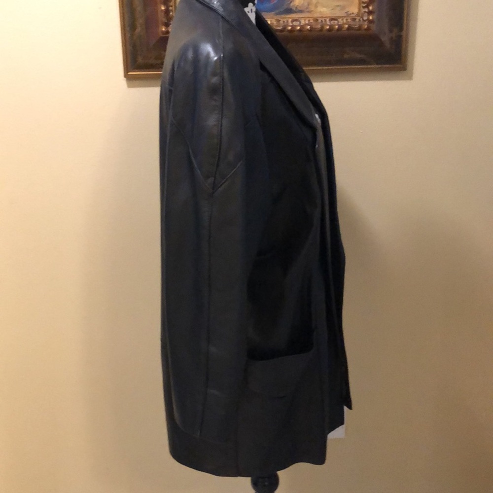 Parody Vintage Leather Unconstructed Open Jacket, shoulder pads, deep pockets - Picture 5 of 13